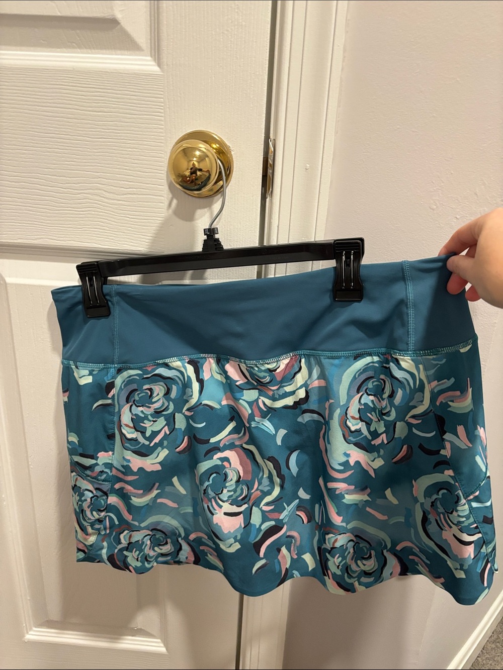 Athleta Teal Floral Athletic Skirt